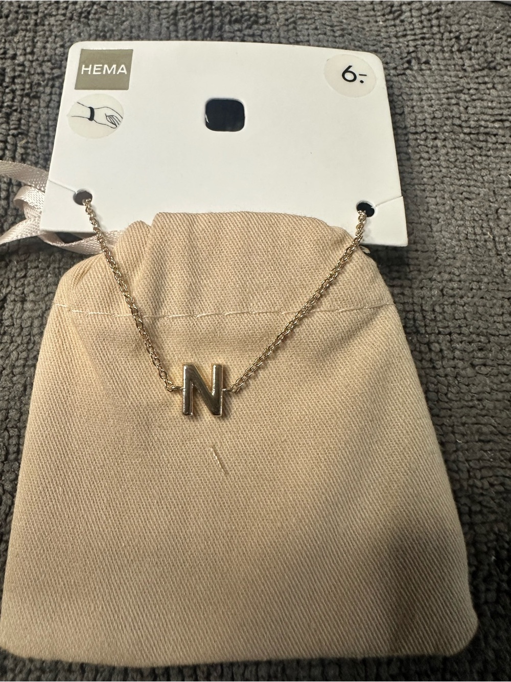 Hem Gold Initial 'N' Pendant Necklace - Gold